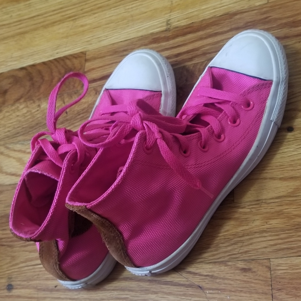 Women's Pink and Brown Suede Hi Top Convertible - Picture 8 of 11